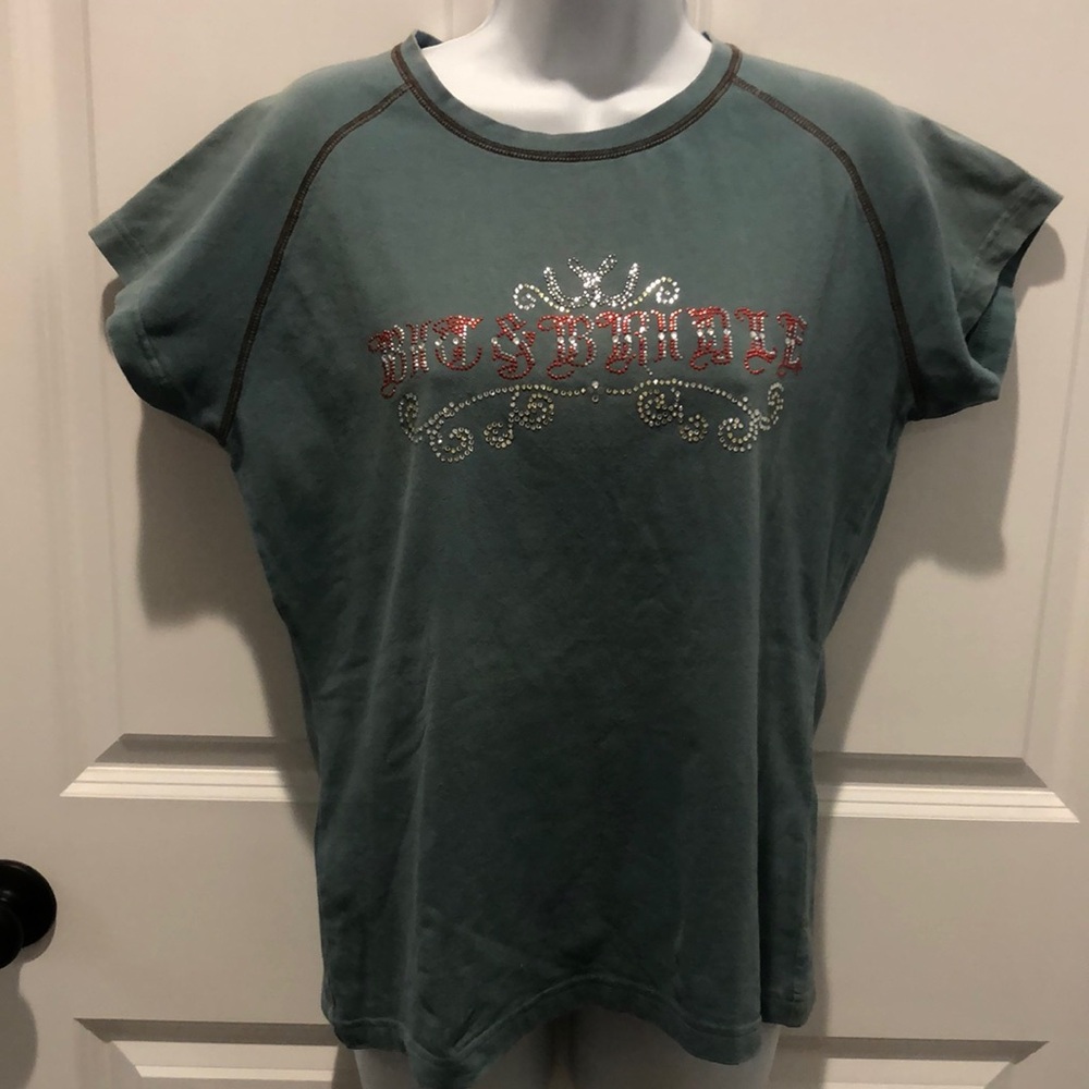 Bit & Bridle ladies cap sleeve tee shirt size large .